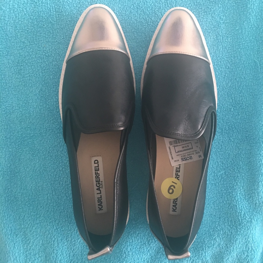 Black and gold loafers